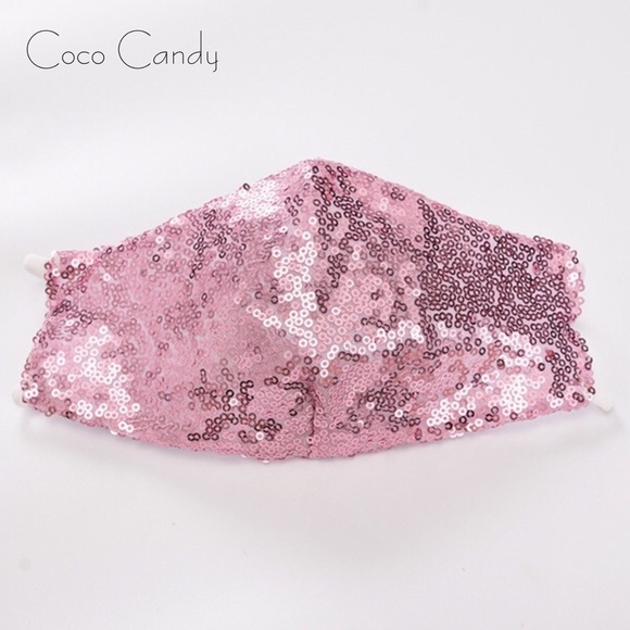 🆕Luxury Pink Sequin Face Mask - Picture 5 of 12